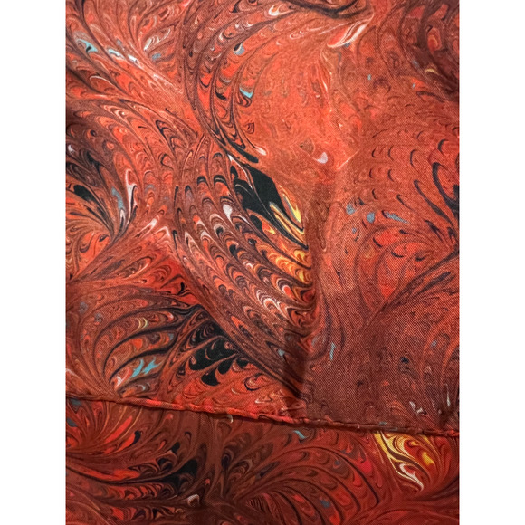 Burmel Silk Scarf Red Geometric Swirls Retro 23" Chiffon Authentic Rare Vintage - Picture 5 of 5
